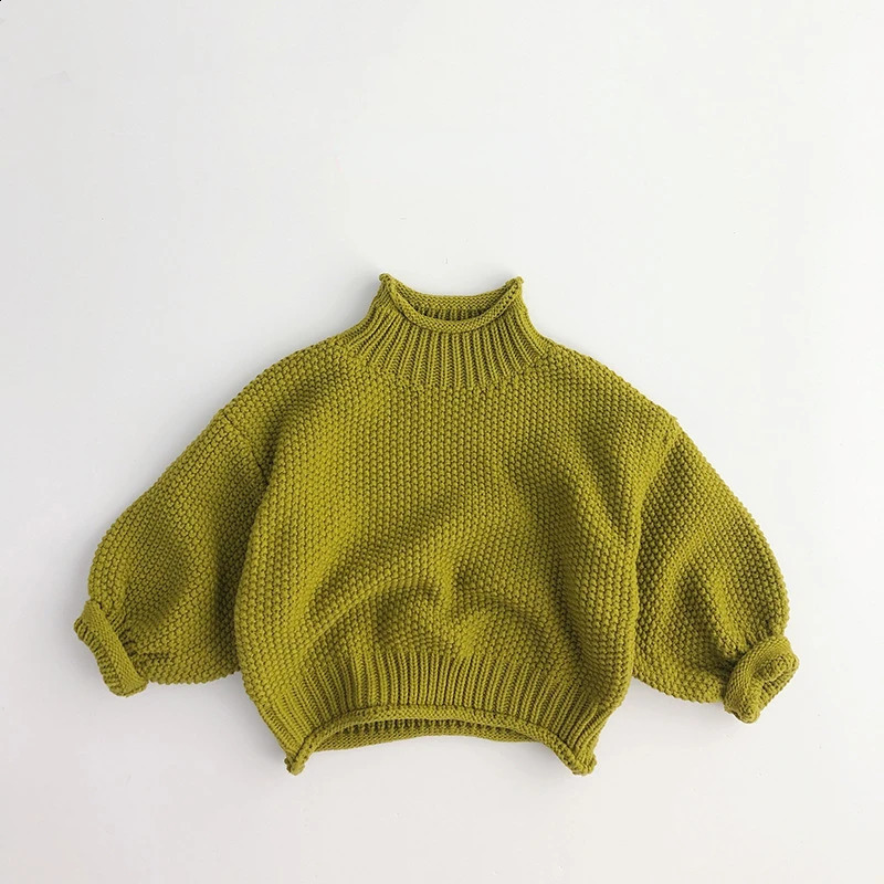 3283C Childrens Sweaters Autumn Winter Retro Knitted Turtlenecks Boys Sweater 17Year All Match Girl Sweater 251027