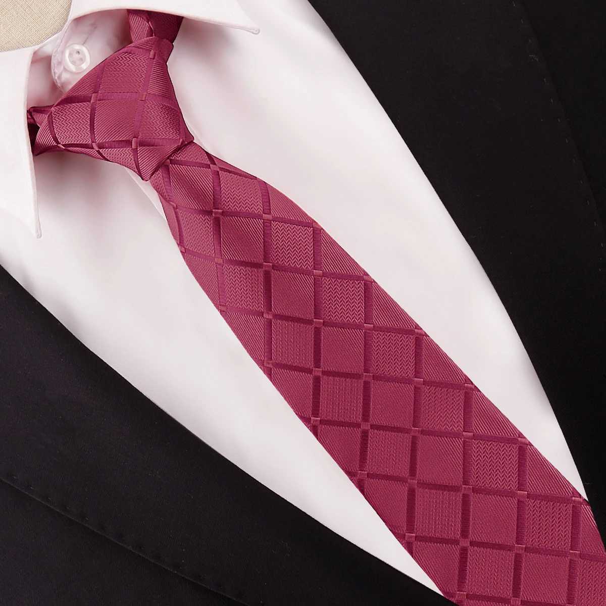 Plaid Tie Man Solid Check 8CM Necktie Plaid Luxury Groom Groomsman Wedding Tie Business Suit Jacquard Woven Classic Gravata GiftW251028