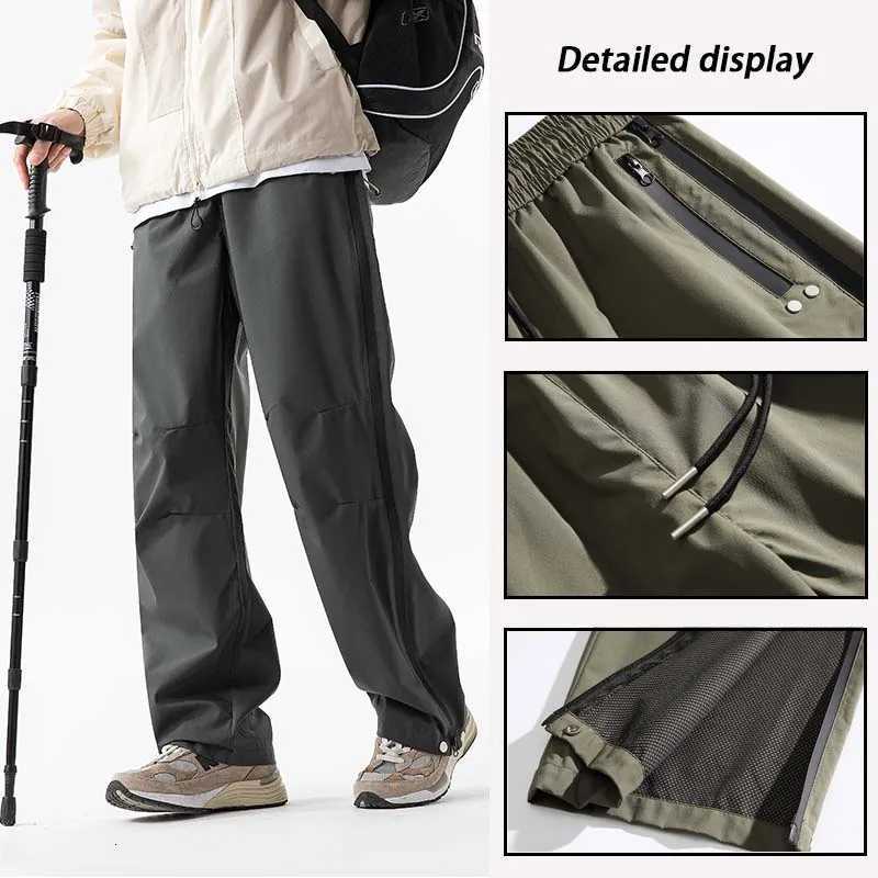 Men Waterproof Straight Side Zipper Cargo Pants Outdoor Windproof Hiking Pants American Sty Trendy Trip Dense Straightg Y251028