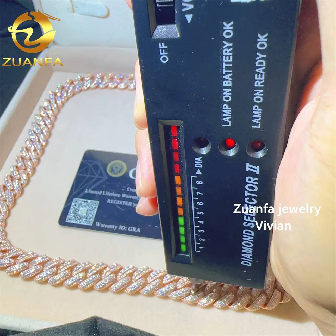 Pass Diamond Tester VVS Moissanite Diamond 13MM Moissanite Necklace Sterling Silver 925 Hip Hop Miami Cuban Link Chain Necklace