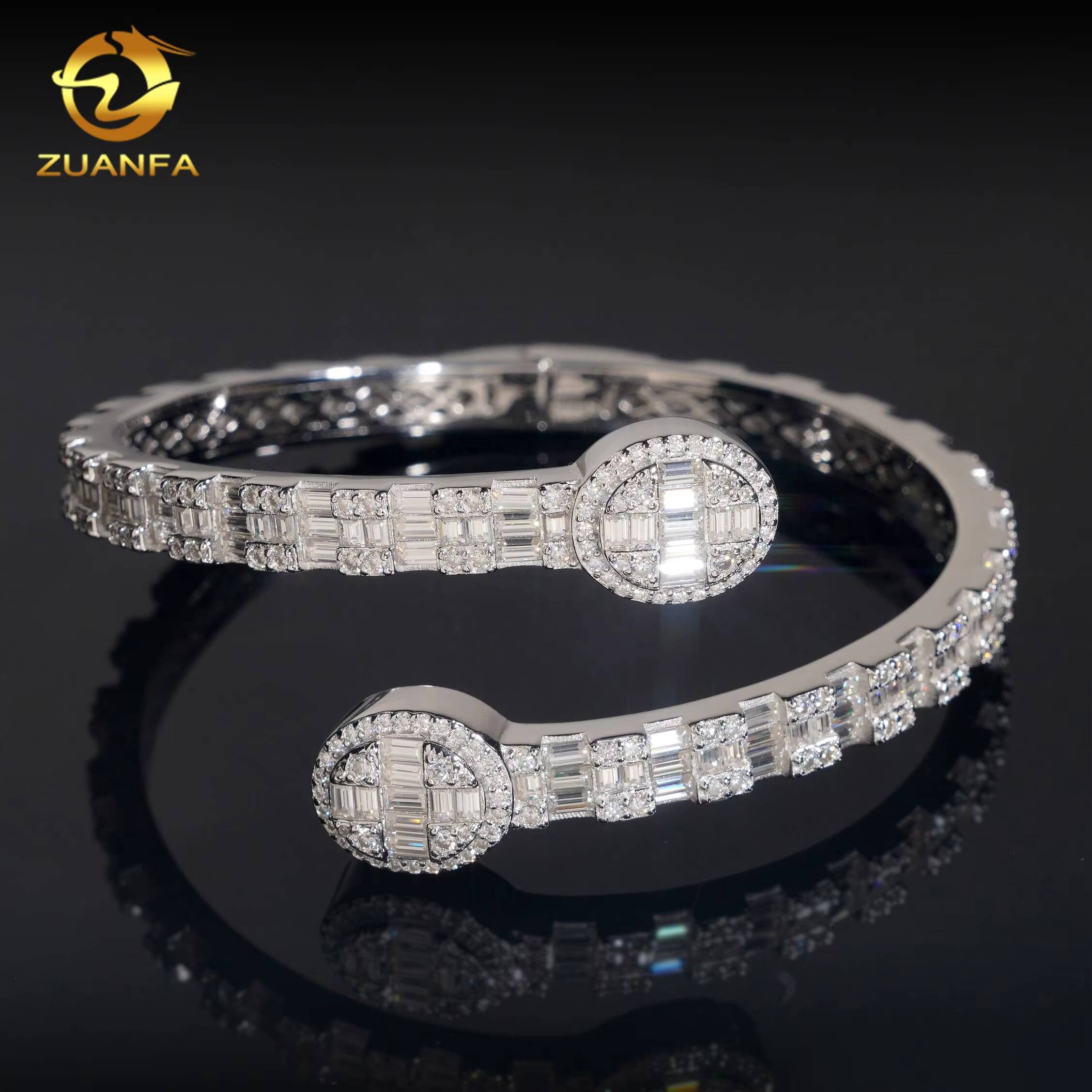 D Color VVS Miossanite Diamond 925 Silver Iced Out Hip Hop Jewelry Bracelet Bangle Men