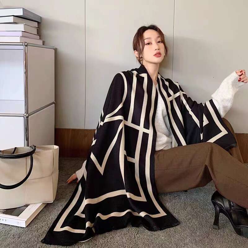 for Women High-end Feel Winter Imitation Cashmere Scarf Shawl ET Letter Air-conditioned Room Dual-use Spring Autumn Office