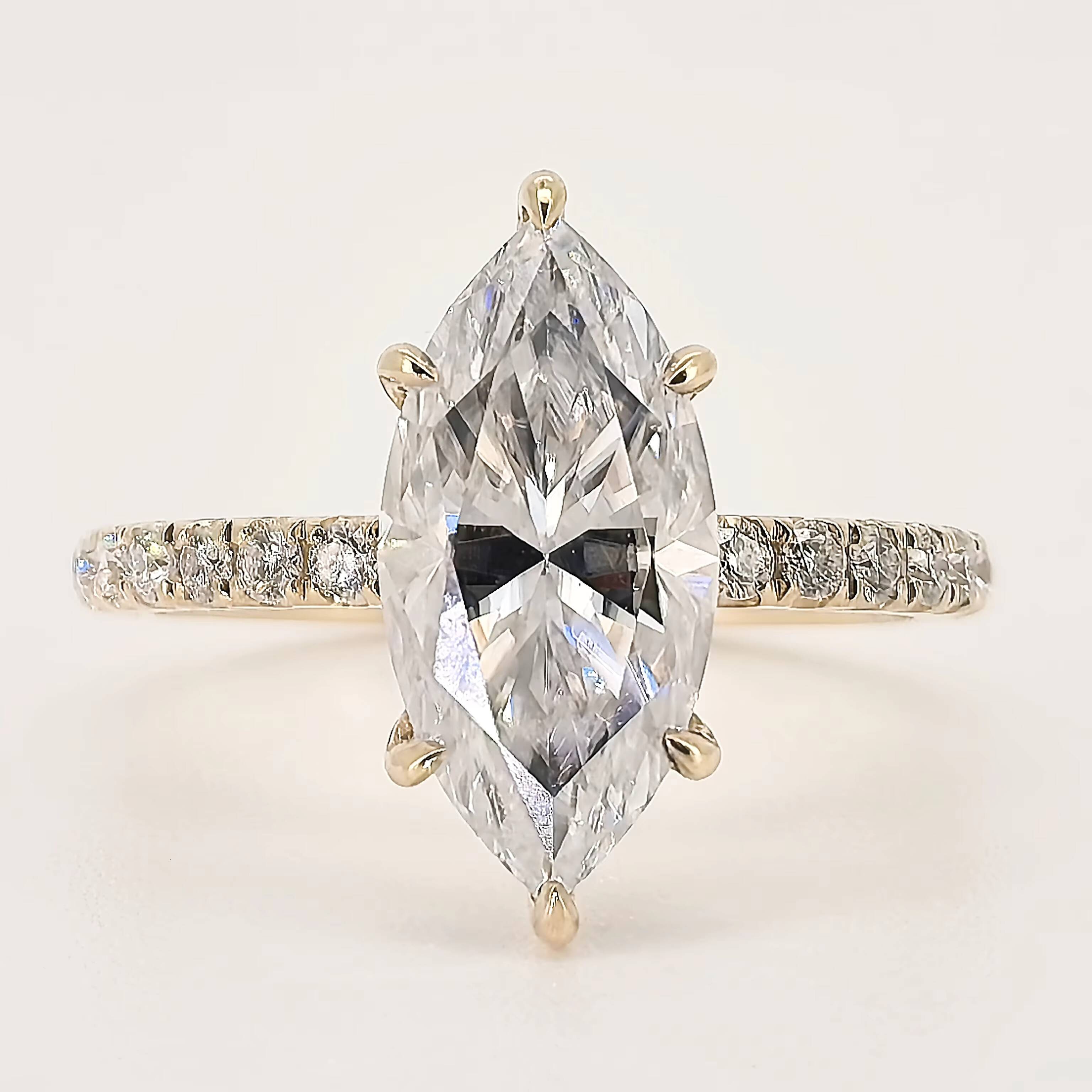 Customized Cvd Lab Grown Diamond Igi Certified Rings Solid Gold Engagement Ring Lab Grown Diamond Synthetic Diamond Ring