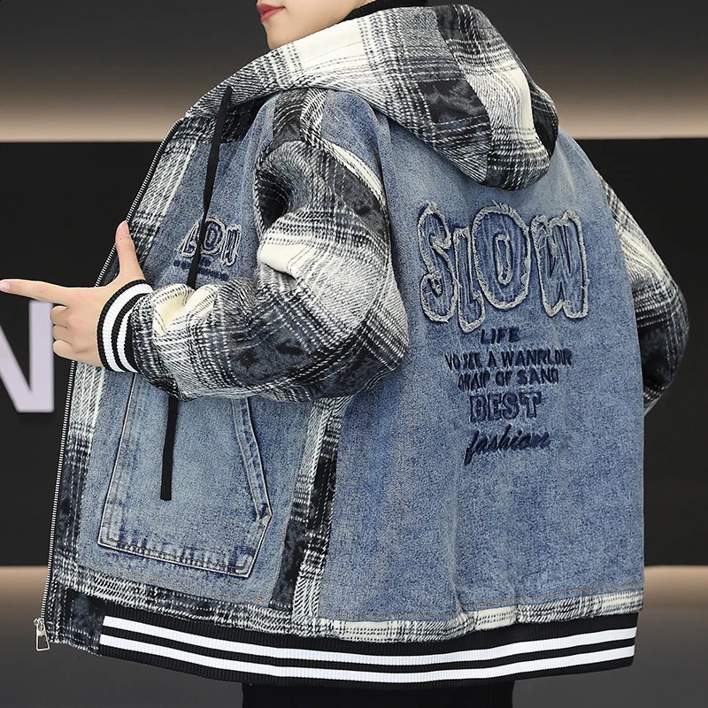Autumn Winter Thickened Fleece Mens Denim Jacket Style Cotton Hooded Coat Warm Fashionable Outerwear 251017