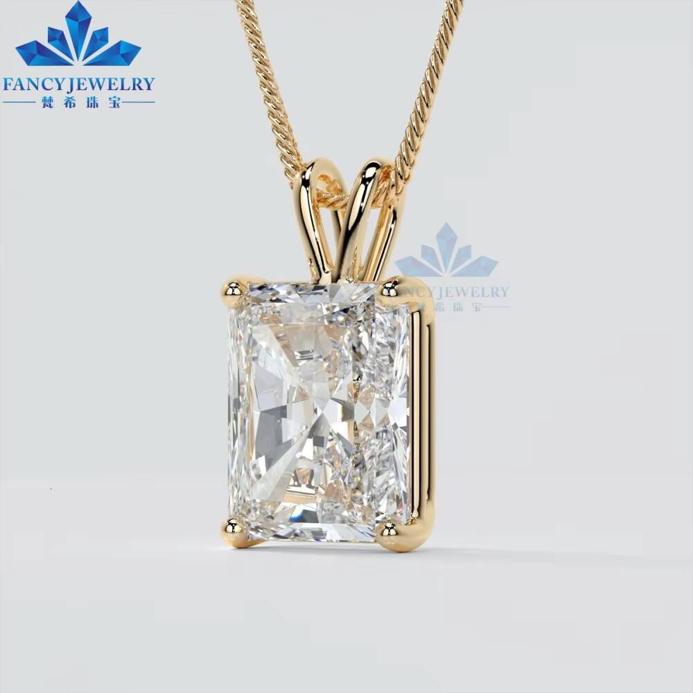 IGI Certified 3ct Radiant Diamond Solitaire Pendant 14k Lab Grown Diamond Necklace 12mm Box Chain Elegant 3ct Diamond Necklace