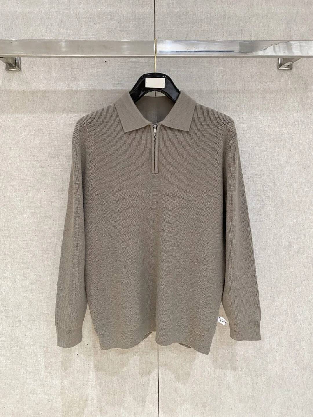 LP Wool-Blend Lapel-Neck Half-Zipper Knitted POLO Shirt