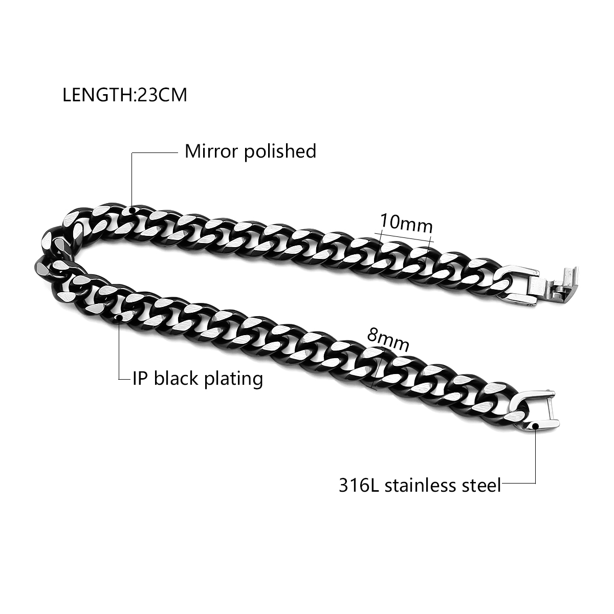 Fashion Minimalist Design Men's Jewelry Stainless Steel Curb Cuban Link Chain Bracelet for Man Unisex Wrist Jewelry Gifts
