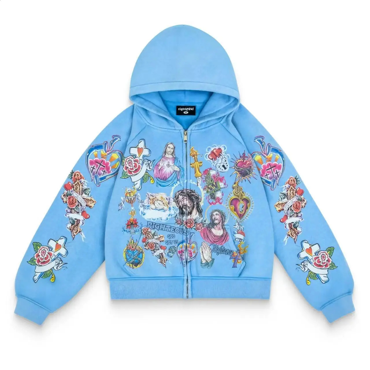 Y2k Hip Hop Retro Pattern Print Zip Up Hoodies Men Clothing Streetwear Harajuku Oversized Jacket Gothic Casual Sweatshirt Hoodie 251027