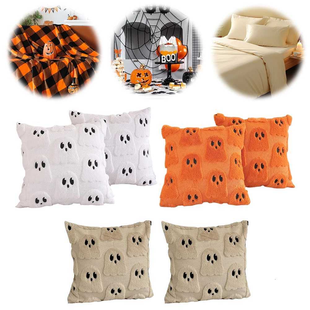 Pillow Case 2 Pcs Halloween Ghost Throw Cases Plush Faux Fur case Sofa Ghost Cushion Covers for Sofa Couch Bed Living Room C251028