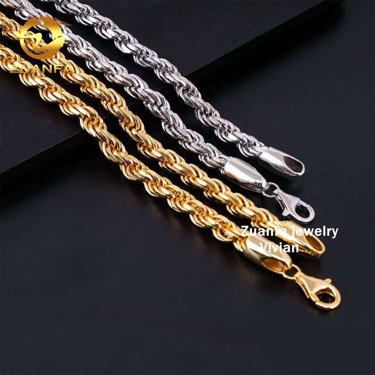 Hip Hop 6mm 925 Sterling Silver Necklace With Moissanite Clasp Iced Out Rope Chains for Menwomen