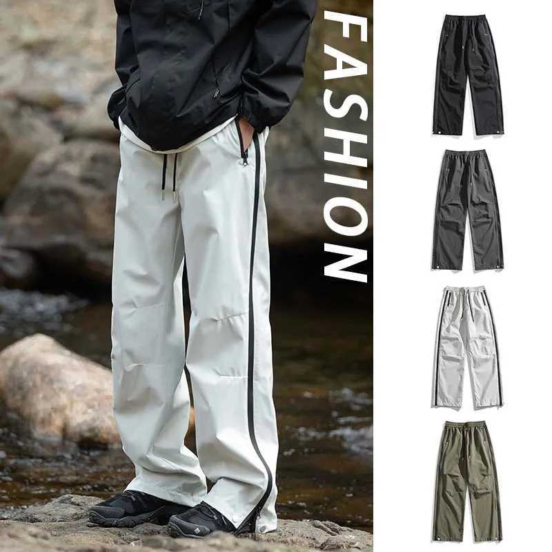 Men Waterproof Straight Side Zipper Cargo Pants Outdoor Windproof Hiking Pants American Sty Trendy Trip Dense Straightg Y251028