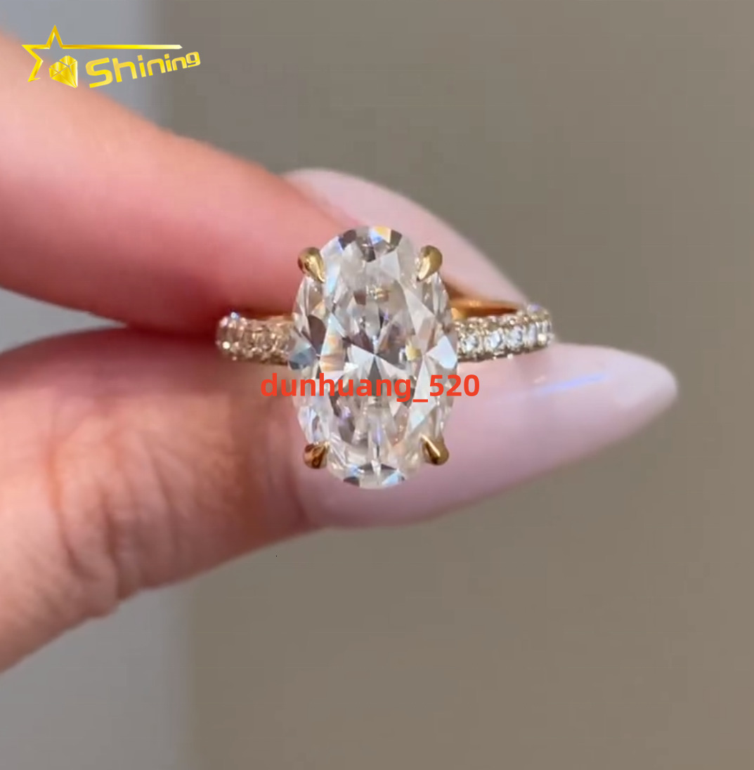 VS1 DEF Color IGI Certificated Lab Grown Diamond Big Size 6CT Oval Cut Ring Engagement Ring 10K 14K Gold Gift for Women
