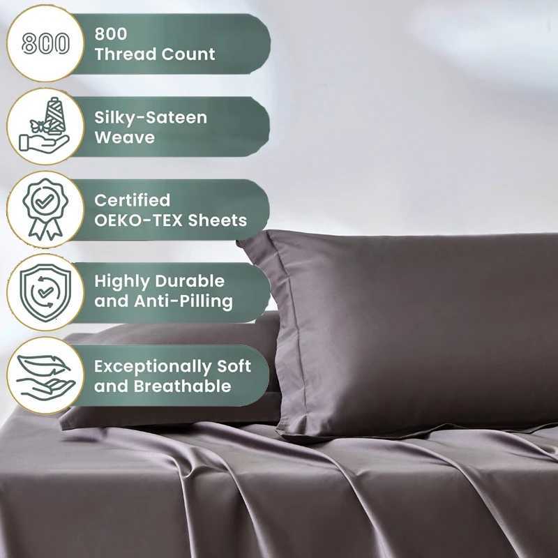 Pillow Case Organic 800 Thread Count Egyptian Cotton 2pcs Cases Customized Any Size Standard Queen King Size Covers case C251028