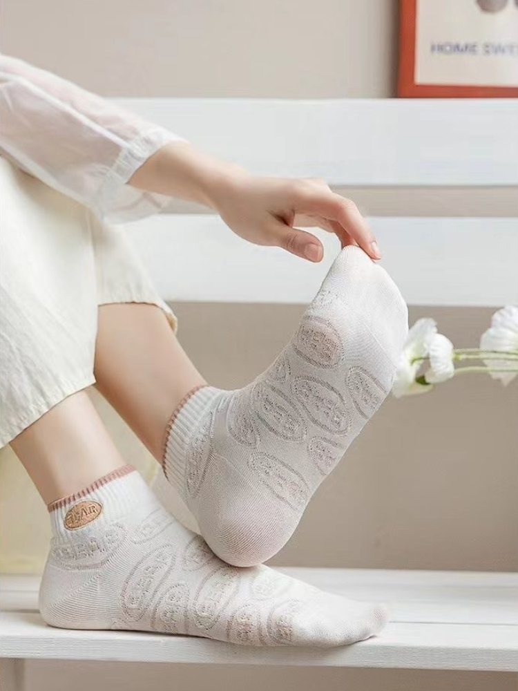 OC-David 511001 College Socks Women's Short Shallow Mouth Cute Short Tube Socks White Boat Socks Wholesale and Customization