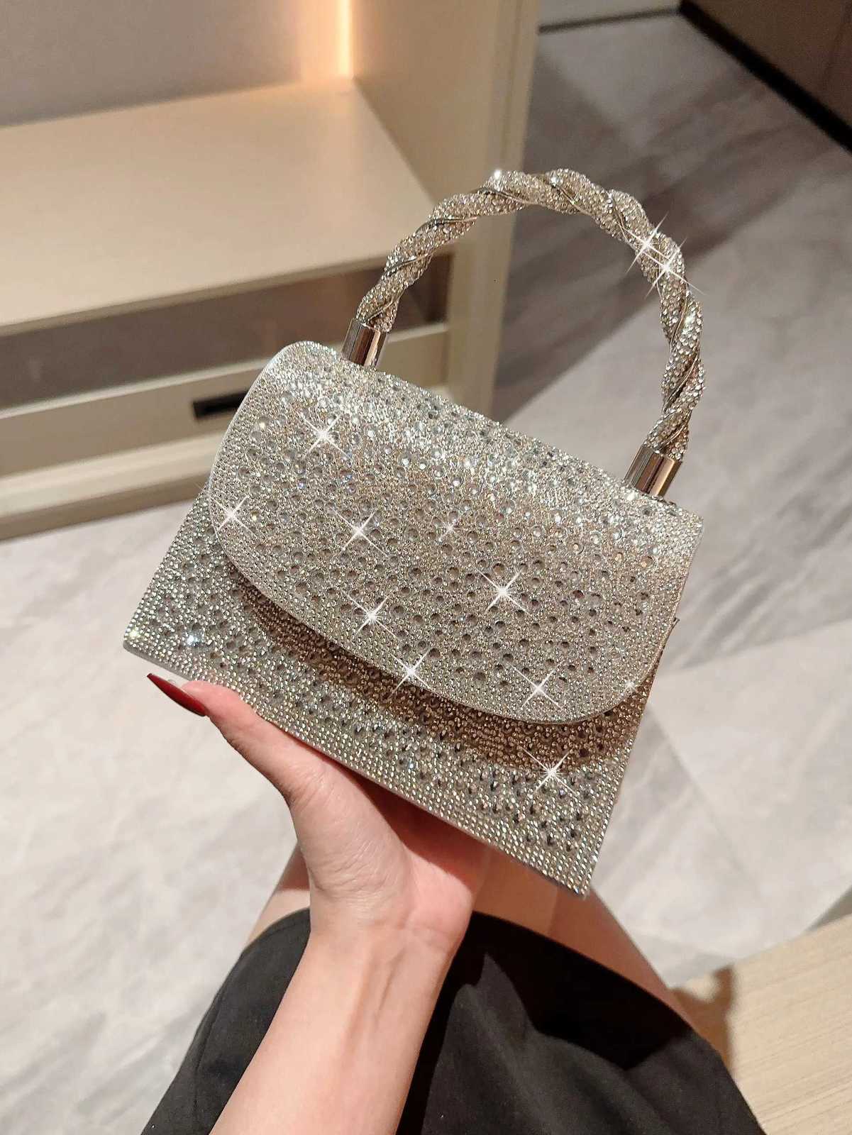 A Shiny Diamond Flap Evening Bag Handbag Romantic Wedding Bag Banquet Bag Evening Bag Party Bag Prom Bag Party Handbag Bridal Bag Chain Bag H251027