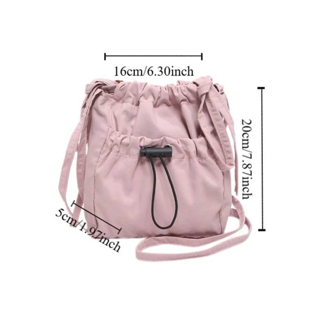 Cute Korean Style Drawstring Canvas Bag Purse Solid Color Nylon Shoulder Bag Wallet Crossbody Bag Mobile Phone Bag OutdoorW251028