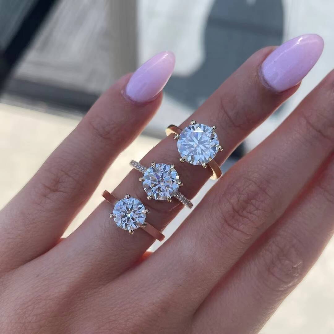 S925 Sterling Silver Rings 18K Solid Gold Fashion Solitaire Style Moissanite Ring Engagement Vvs Moissanite Engagement Ring