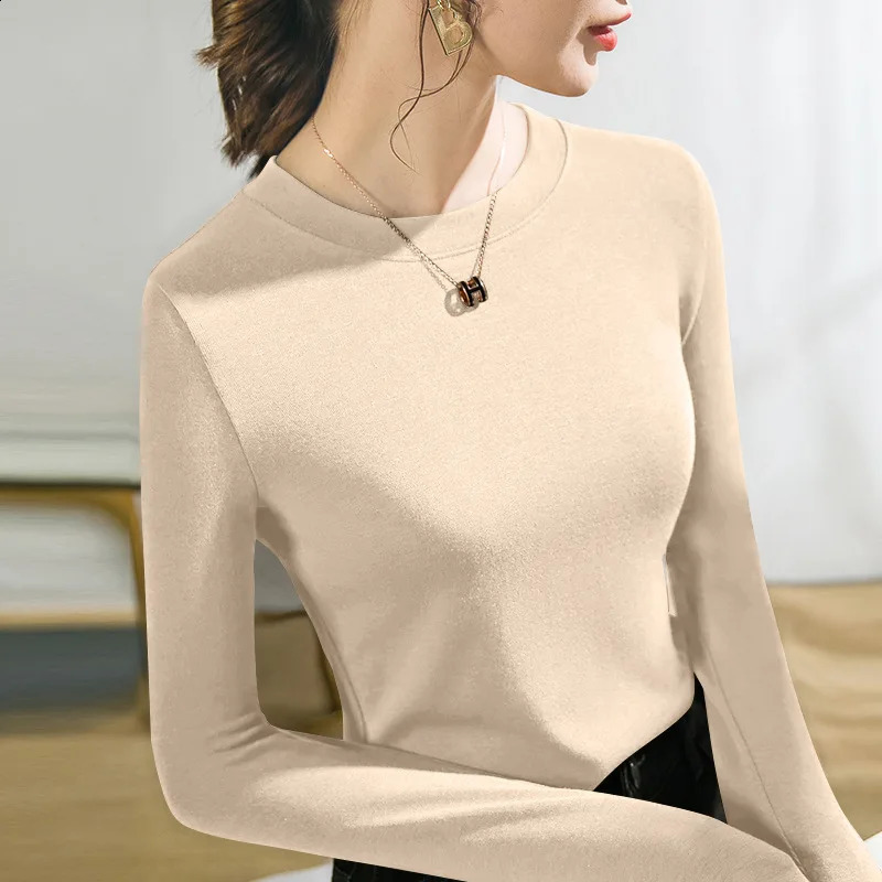 1pcs Women Spring Autumn Longsleeved Tshirt Lady Thermal Underwear Slim Fit Fashion Casual Style Round Neck Thermal Top M4XL 251027