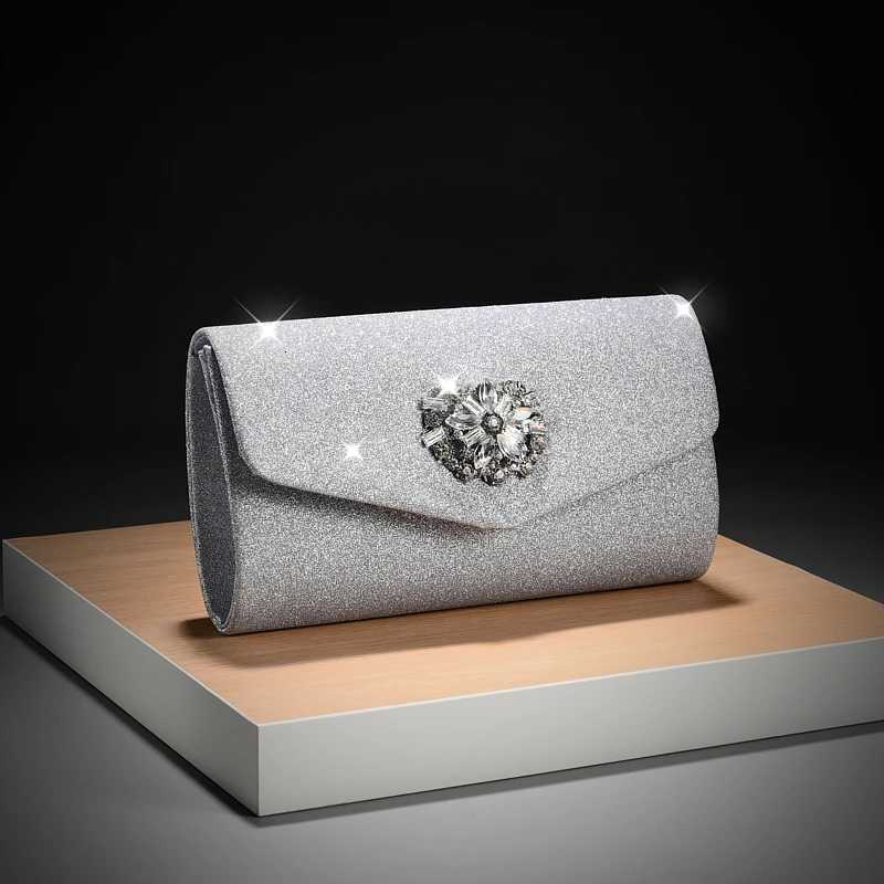 Ladies Formal Handbag Sparkly Rhinestone Clutch Purses with Chain Shoulder Women Evening Bags Floral Design H251027