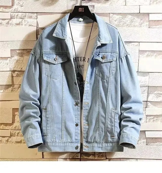 Mens Spring Autumn Button Denim Jacket Casual Youth Turn Down Collar Short Jean Coats Clothing Outwear 251017