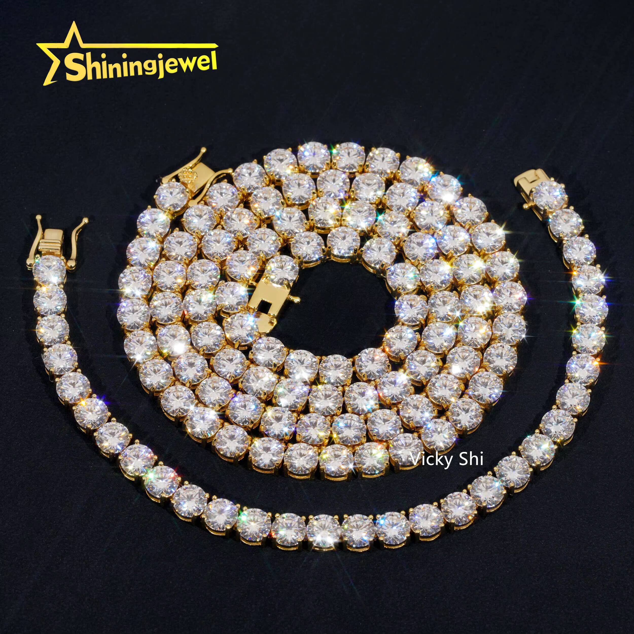 GRA Certificated 925 Silver 2MM to 5MM Moissanite Tennis Chain Men Fine Jewelry Moissanite Tennis Necklace Pass Diamond Tester