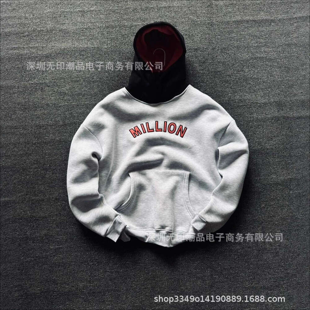 American Street Trend Winter Spliced Three-Dimensional Letter Embroidery Pattern Unisex Loose Hoodie