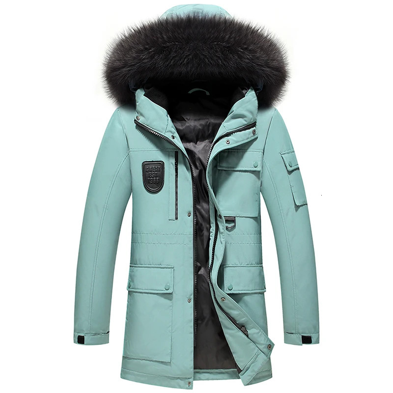 90 White Duck Down Coat Male Winter Casual Thick Warm Fur Collar Down Jacket Mens Outdoor Tooling Multipocket Long Ski Parka 251023