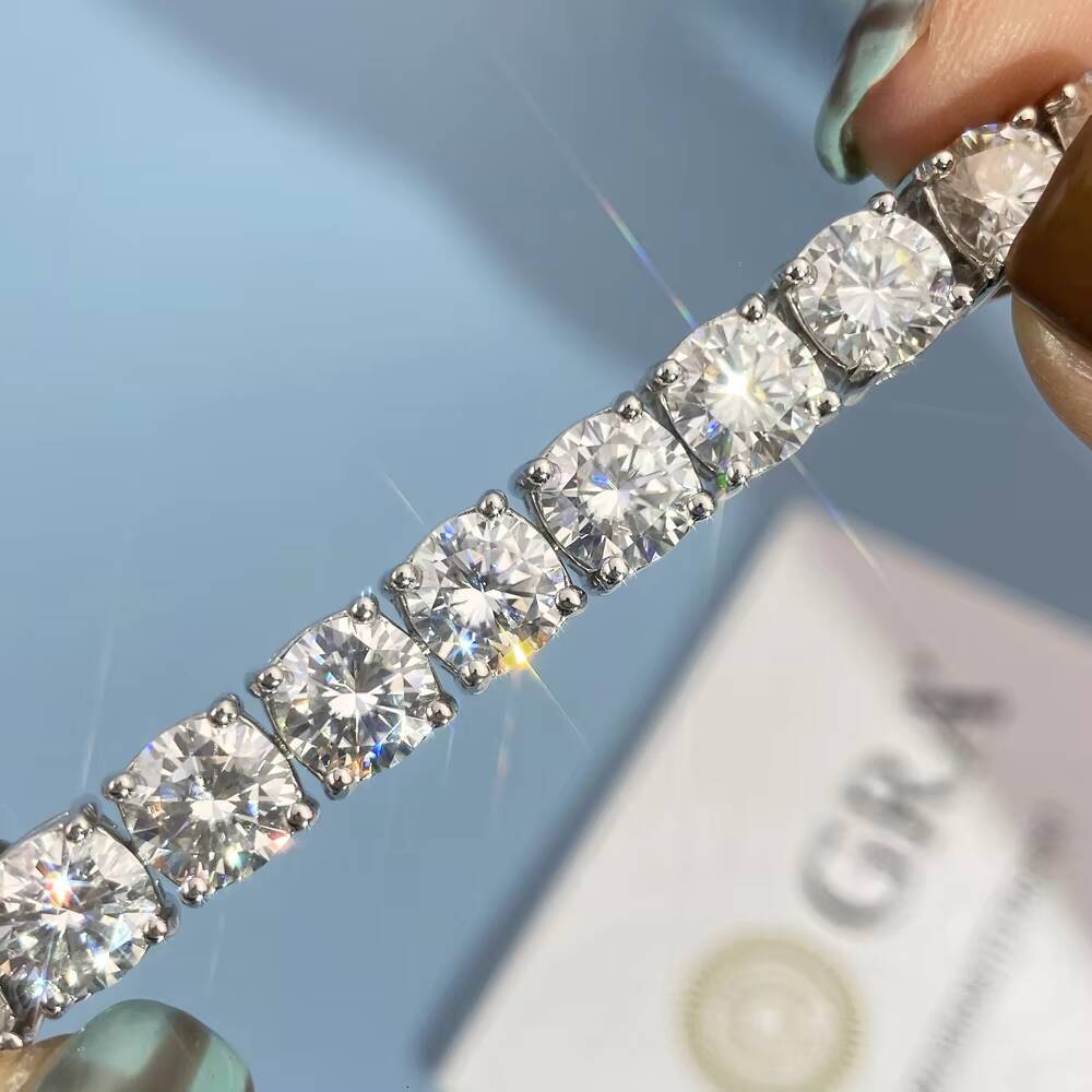 Custom 10K 14K 18K Moissanite Tennis Bracelet Lab Grown Diamond Chain 10k White Gold VVS 30mm Moissanite Bracelets