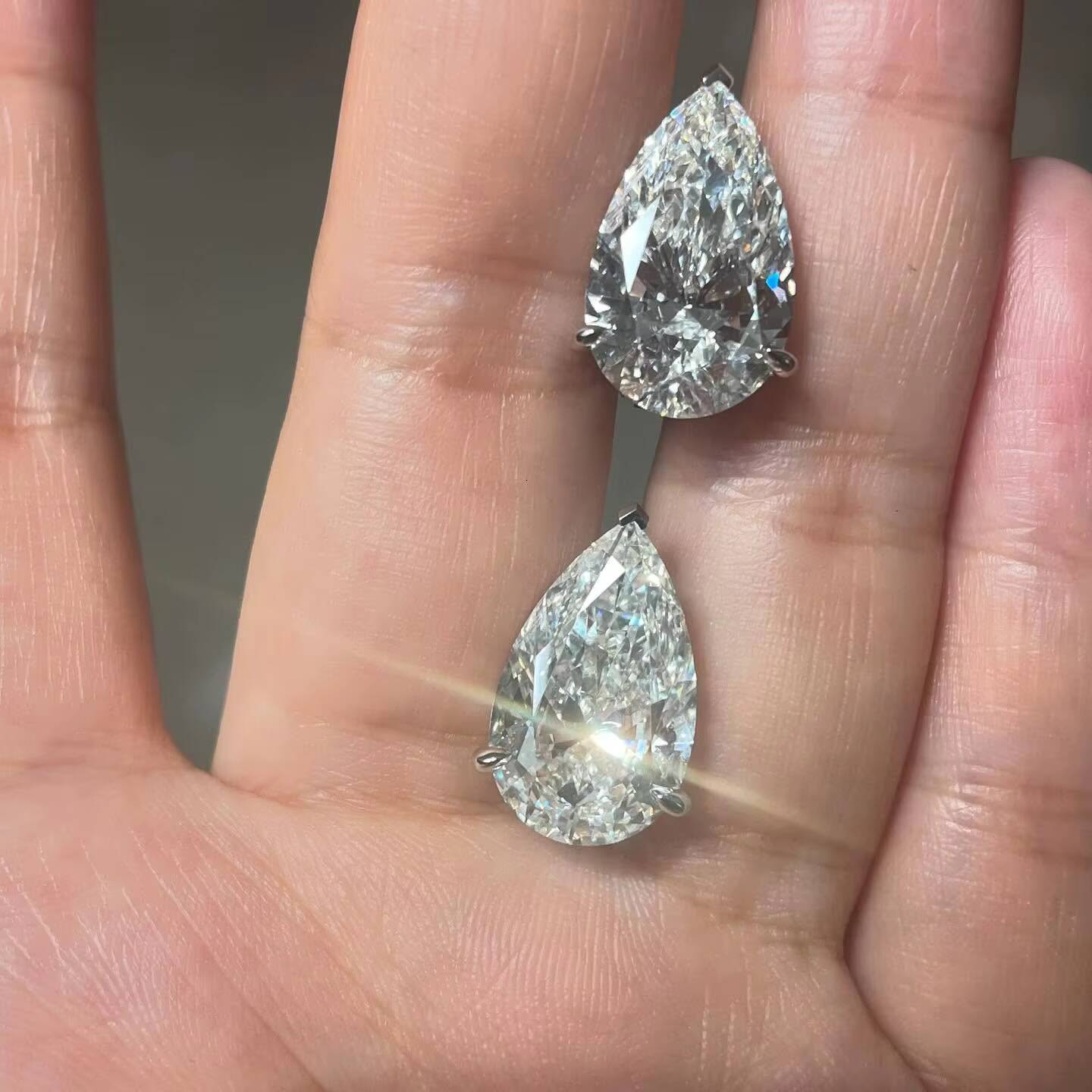 Dainty 60 Carat Pear Cut Solitaire Stud Earrings Screw Back Moissanite in White Gold Earring For Her Birthday Gifts