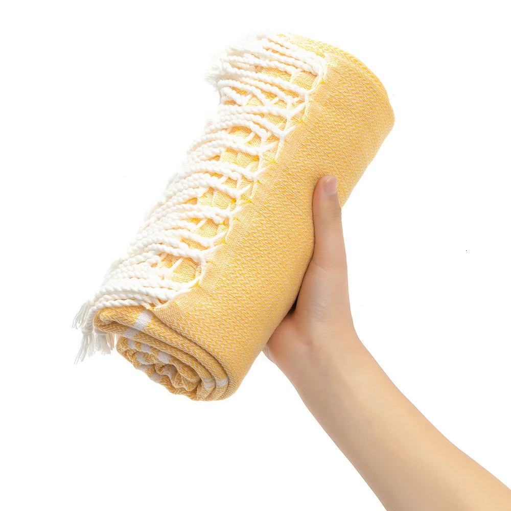 Cotton Striped Turkish Sports Bath Towel with Tassels Travel Gym Camping Sauna Beach Pool Blanket Absorbent Easy Care 251028