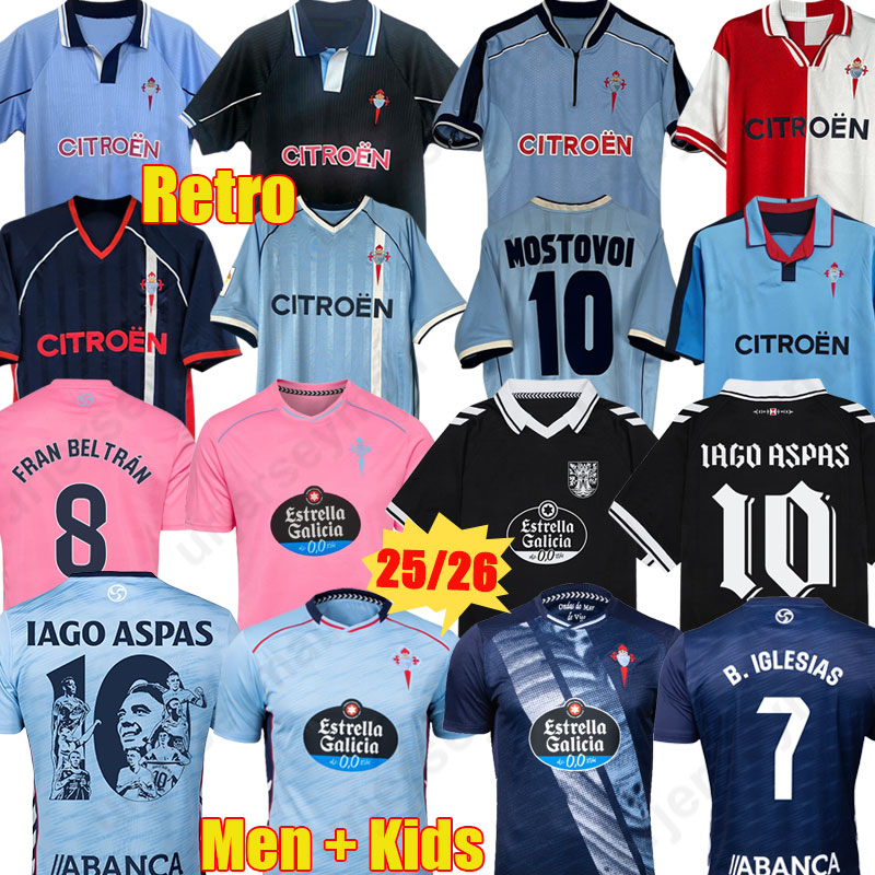 25 26 RC Celtas de Vigo HUGO SOTELO IAGO ASPAS Soccer Jerseys Retro 1997 98 HUGO A. ALFON WILLIOT 2025 2026 B. IGLESIAS MOSTOVOI ALFON CARREIRA football shirts kids kit 16