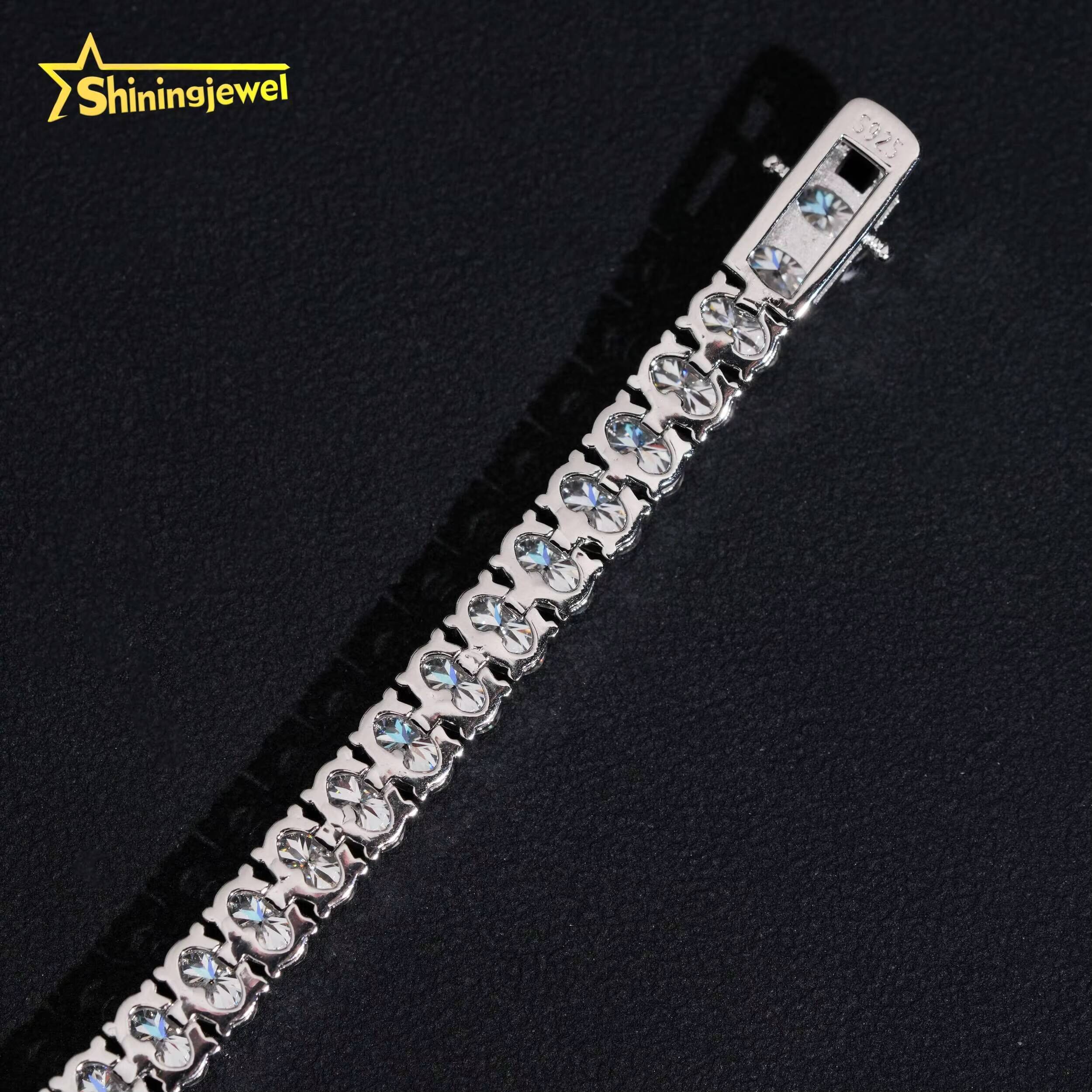 Unisex Fashion Diamond Jewelry 925 Silver 46mm Oval Cut Cuban Bracelet Hip Hop Iced Out Moissanite Bracelet