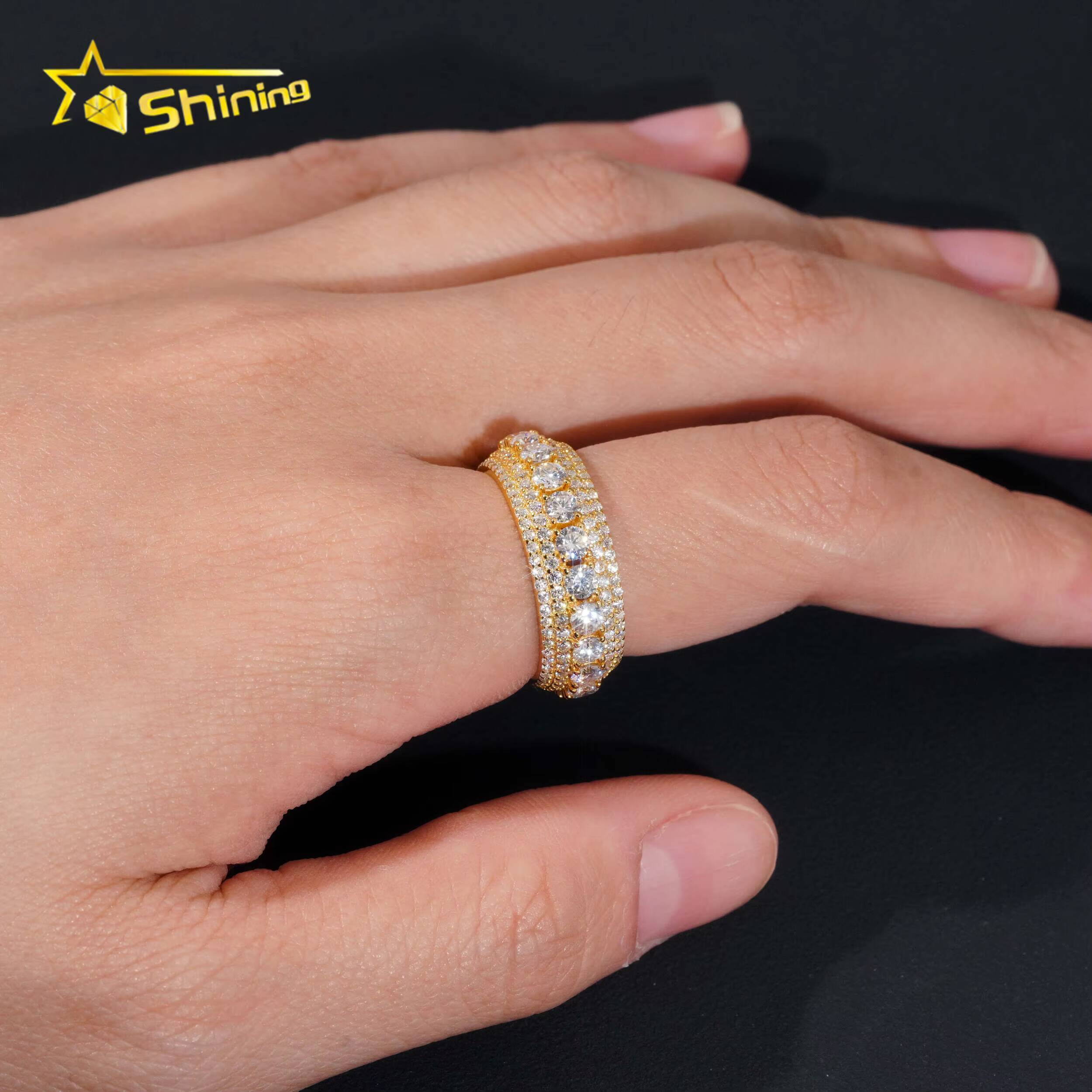 925 Sterling Silver Moissanite Jewelry Iced Out Hip Hop Men Full Diamond Ring Custom Fashion Moissanite Ring