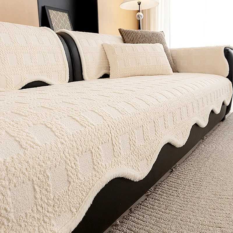 Irregular Plush Sofa Cover Winter Warm SofaSeat Pad French Style Nonslip Durable LCorner Couchtowel for Living Room Decor C251028