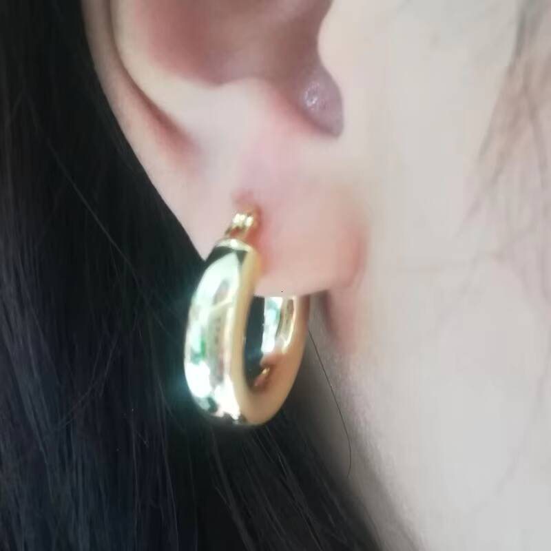Fashion Jewelry Earrings 925 Sterling Silver Round Circle Women Hoop Earrings 18k Gold Plated Chunky Earring