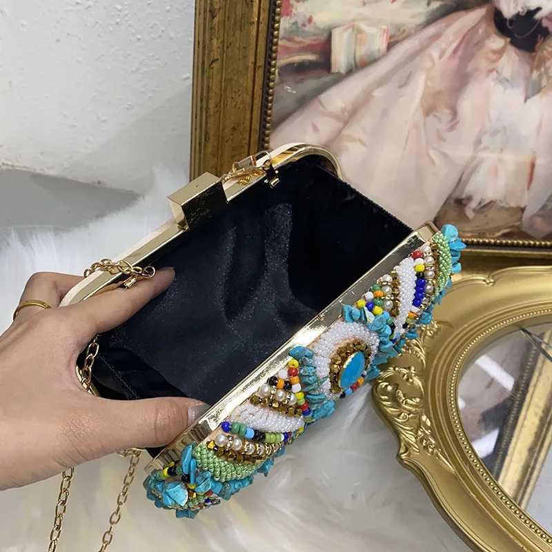 New color beaded bag fashion evening dress bag party reception bag ladies one shoulder sling reception bag holiday gift bag H251027