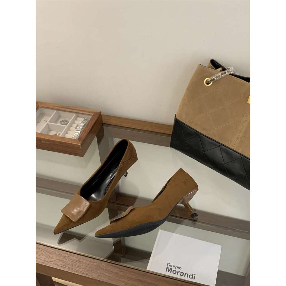 2025 New Autumn Women's Designer High Heels - French-Style Elegant Pointed-Toe Pumps, Shallow Mouth & Metal Buckle Detail