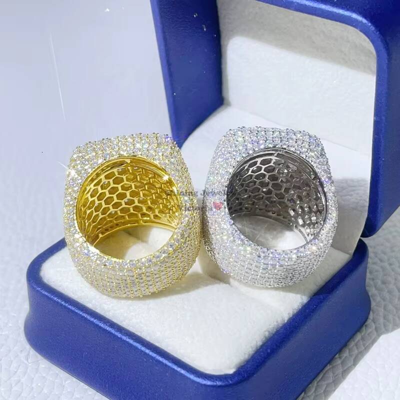 GRA Certificated Pass Diamond Tester Hip Hop Sterling Silver Moissanite Ring Men VVS