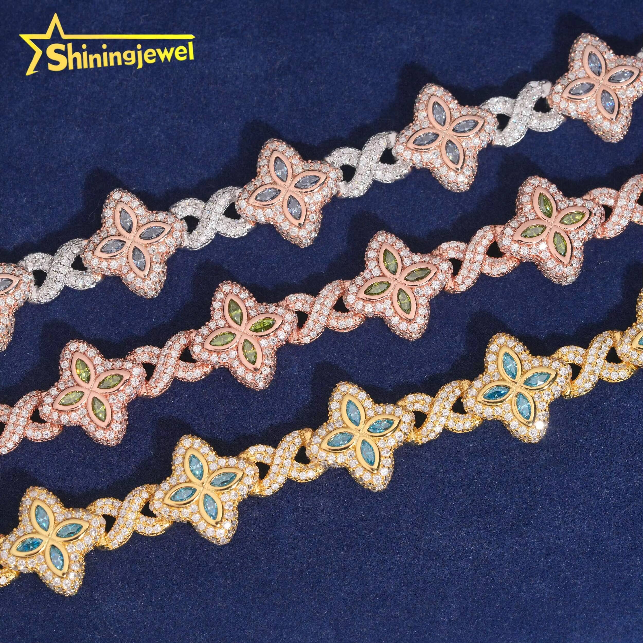 15mm Marquise Cut Color Moisasnite Cuban Bracelet 925 Silver Moissanite Diamond Bracelet Hip Hop Jewelry