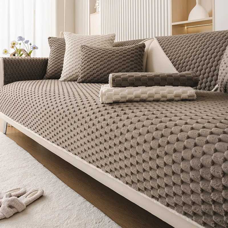 Simple Tortoise Velvet Warm Sofa Cover HighQuty Autumn Winter Couch Seat Cushion Comfort Armchair Protector for Living Room C251028