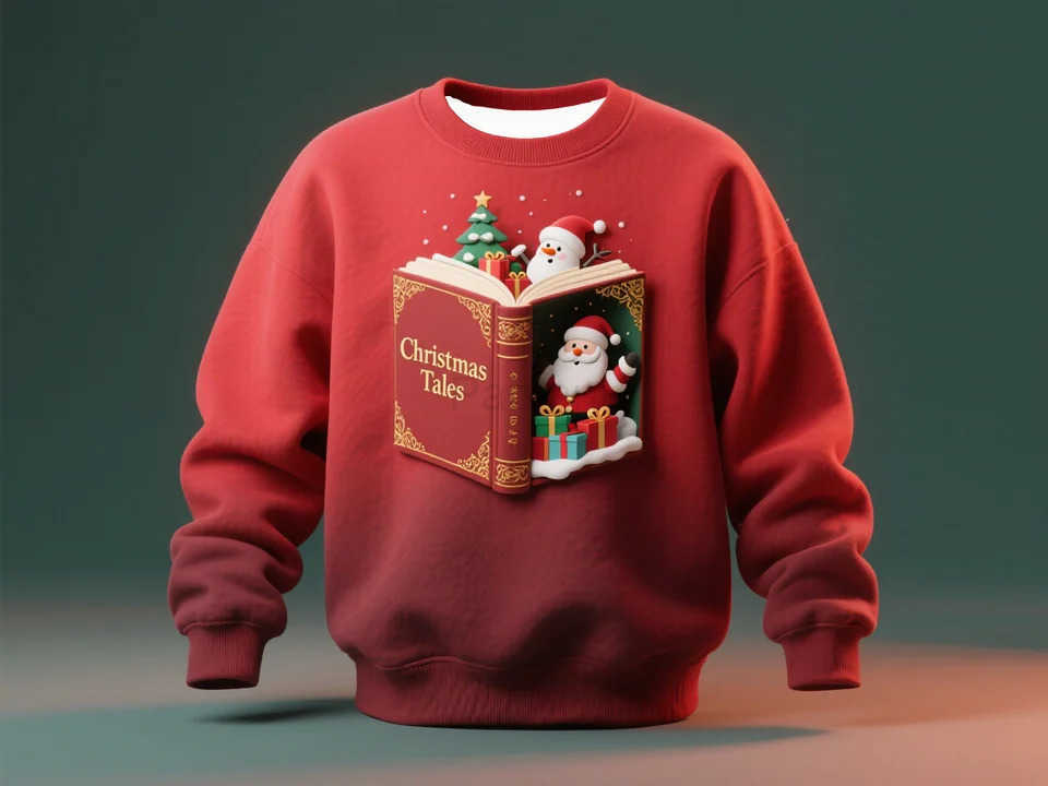 Sanrio Christmas Themed 3D Print Mens Crewneck Sweatshirt Soft Warm Winter Pullover with Holiday Graphics Cozy Seasonal Apparel L251028