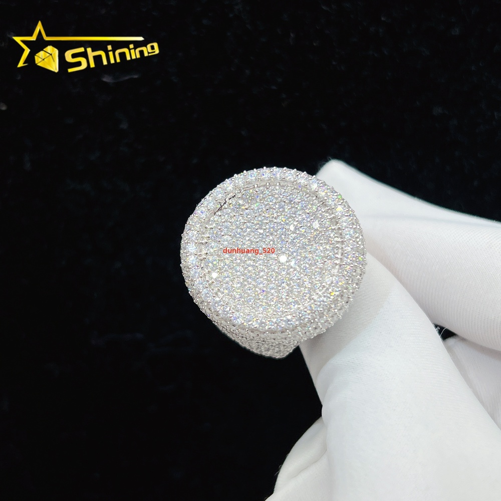 Ready to Ship Vvs Moissanite Diamond 925 Sterling Silver Hip Hop Luxury Iced Out Ring