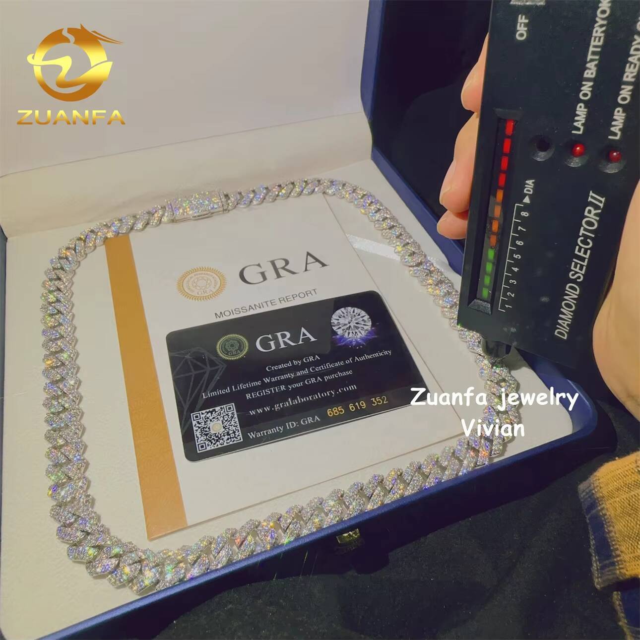 Pass Diamond Tester VVS Moissanite Diamond Buss Down Sterling Silver 925 Hip Hop Jewelry 12MM Cuban Link Moissanite Necklace