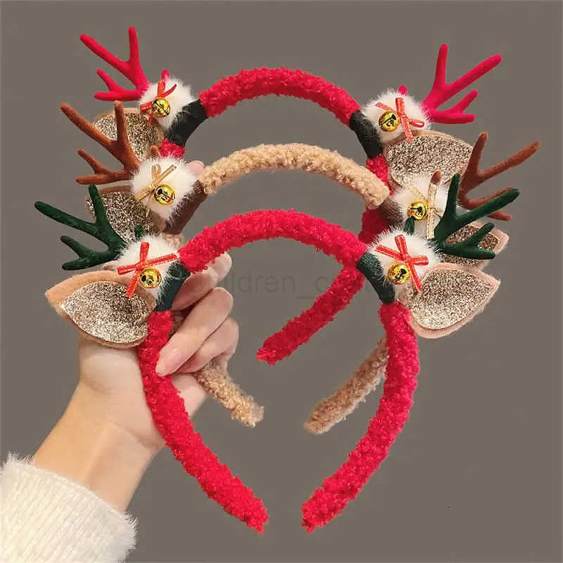 Disney Christmas Cute Elk Bowknot Deer Horn Plush Hair Band for Girls - Perfect Holiday Seasonal Accessory designer H251119