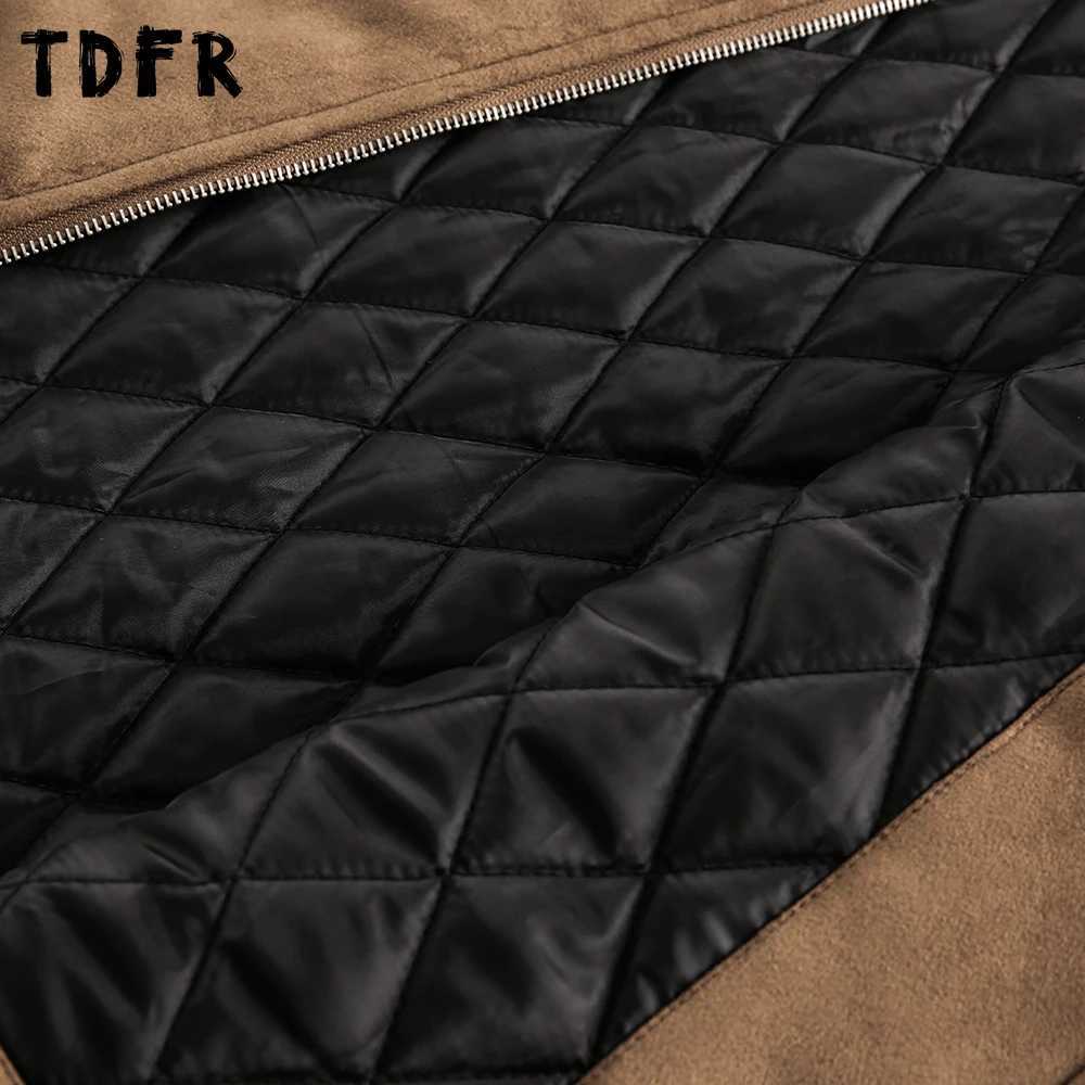 Retro Suede Quilted Jacket Mens Letter Winter Casual Loose Fur Collar Long Sleeve Outerwear Man Padded Jacket J251028