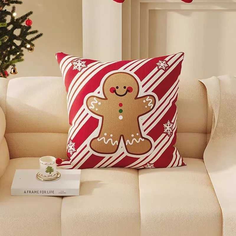 Pillow Case Cute Gingerbread Man Christmas Throw Cover Festive Home Decor Cushion Case C251028
