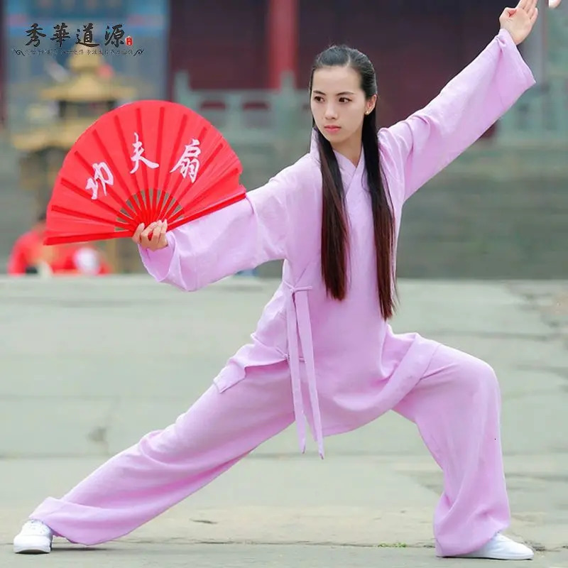 High Quality Cotton Linen Clothes Sets Men Women Tai Chi Suit Practice Clothing Martial Art Uniform Taoist Kung Fu Toppants 251022