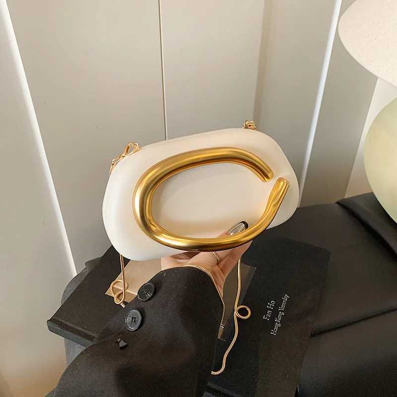 New Clutch Bag Metal Handle Design Evening Bag Round Box Chain Bag Elegant Woman Shoulder Bags PU Crossbody Bag H251027
