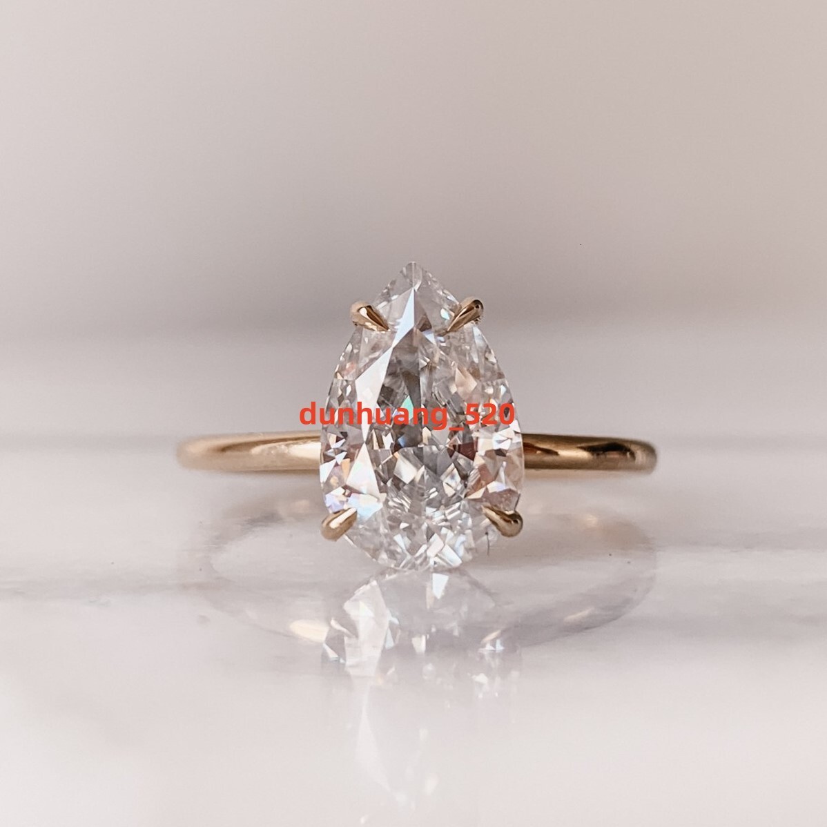 Minimalist Jewelry Hidden Halo 14k Gold Pear Cut Solitaire Moissanite Engagement Rings