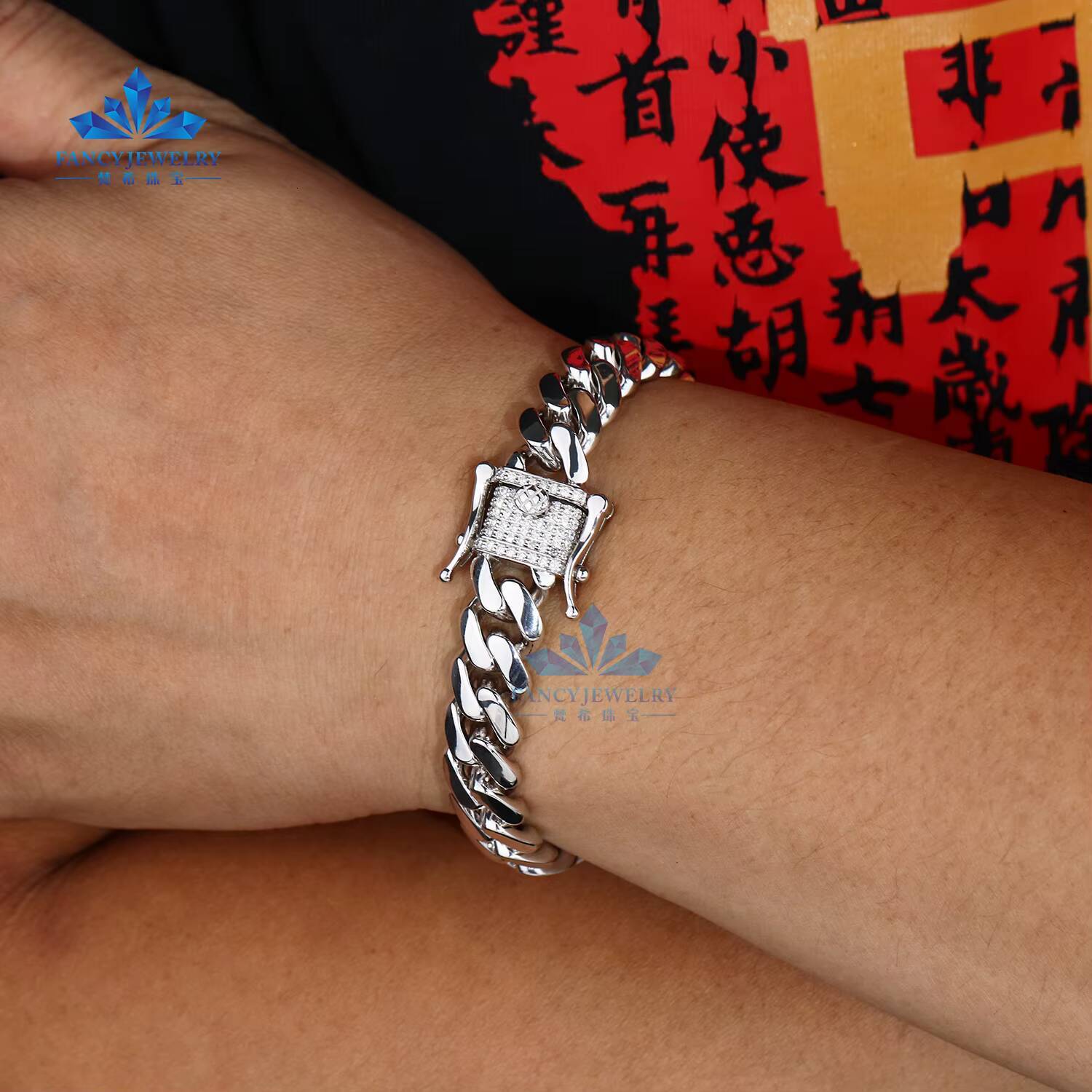 Hiphop Jewelry 925 Silver Moissanite Choker Necklace Thick Cuban Link Plain Iced Rose Gold Plated Sizes 8mm 10mm 12mm 15mm